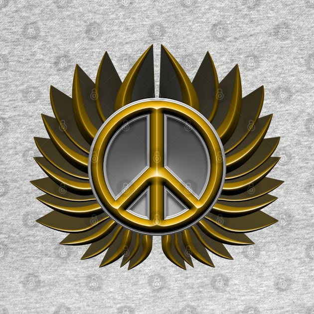 golden peace symbol flower by DrewskiDesignz